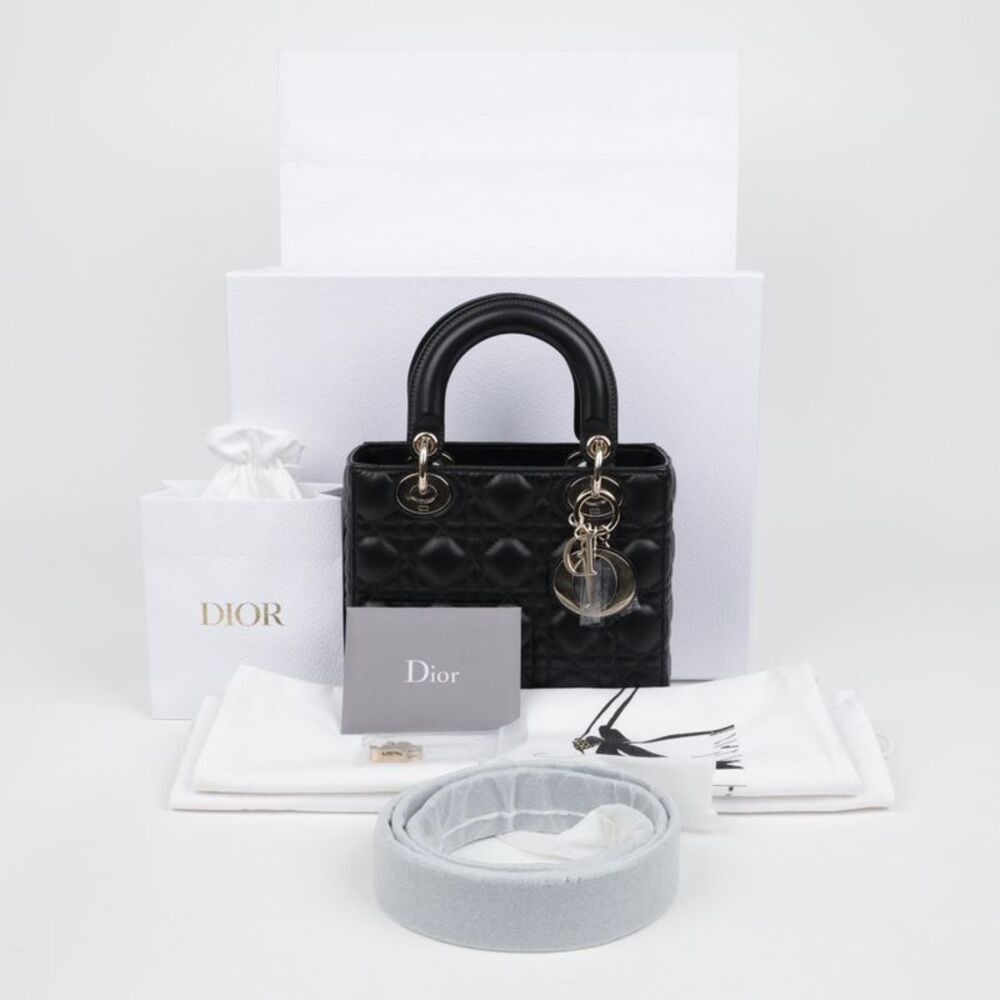 Lady My Abc Small Cannage Lambskin Tote Bag Black